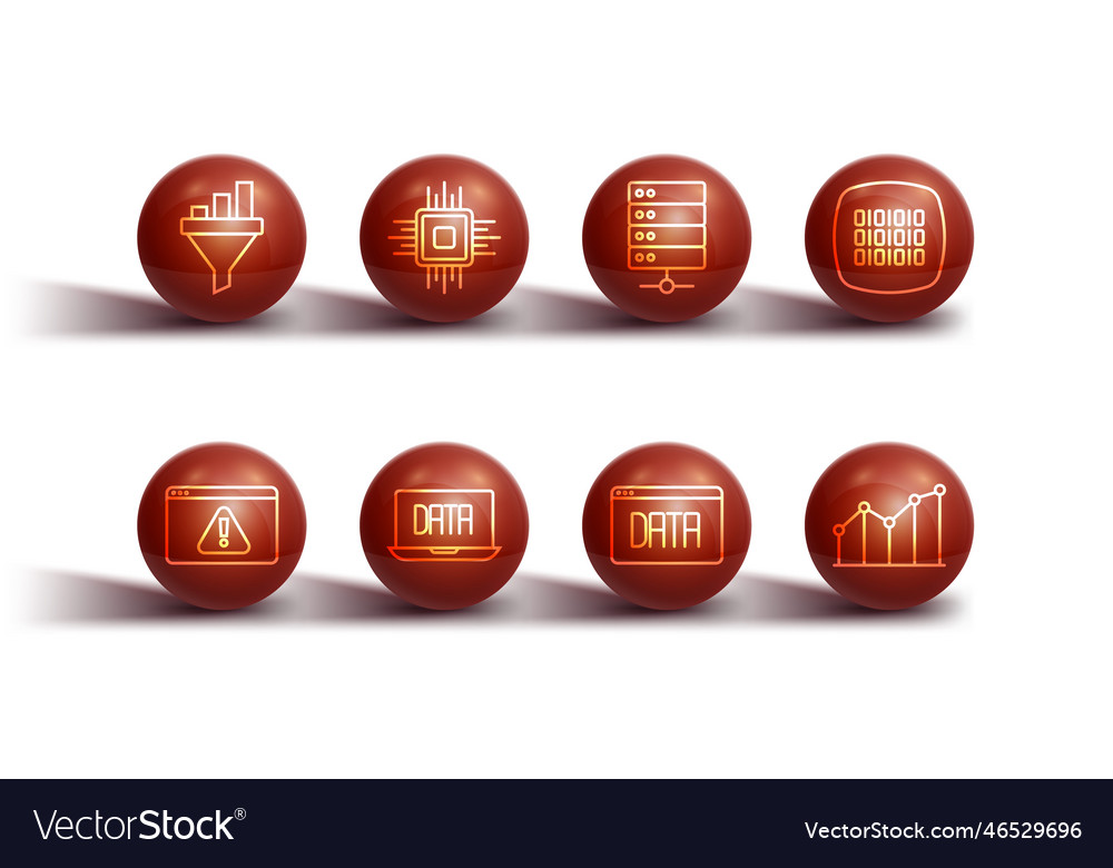 Set line sales funnel with chart browser vector image Set line sales funnel with chart browser