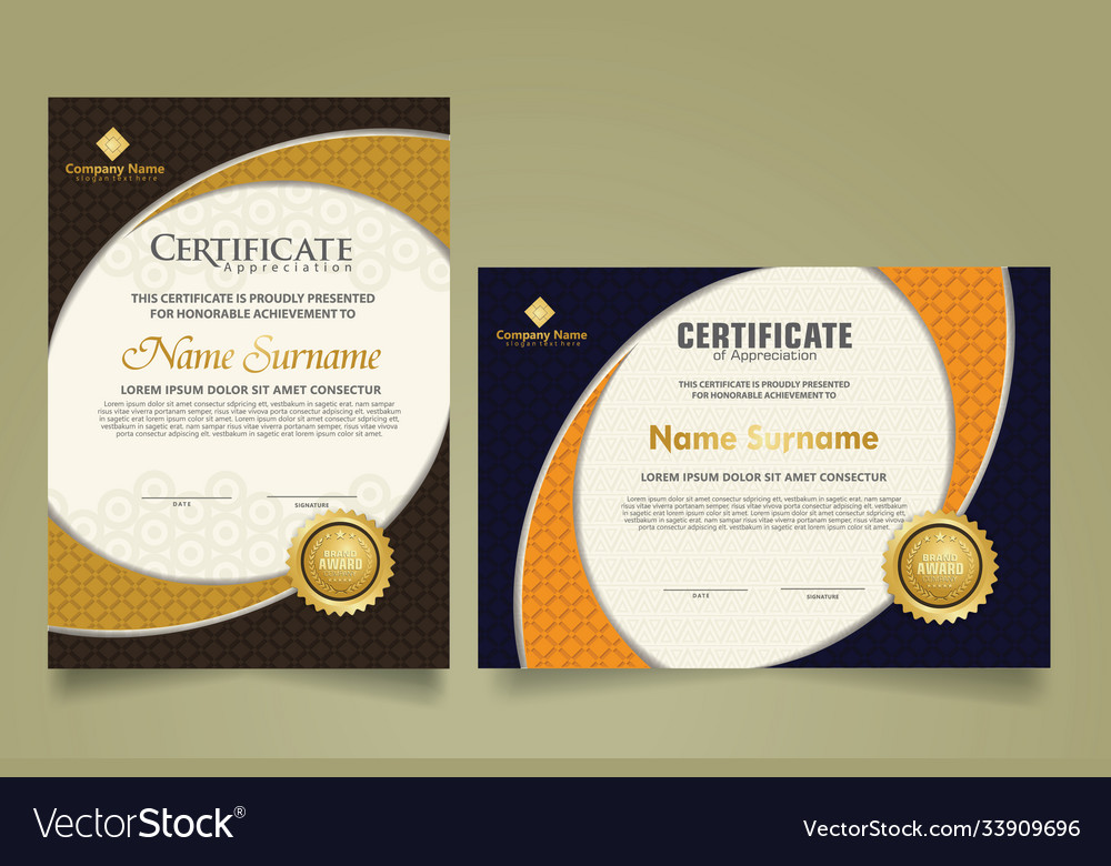 Set modern certificate template with realistic vector image Set modern certificate template with realistic