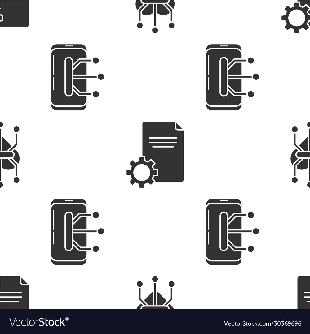 Set processor file document and smartphone vector image Set processor file document and smartphone