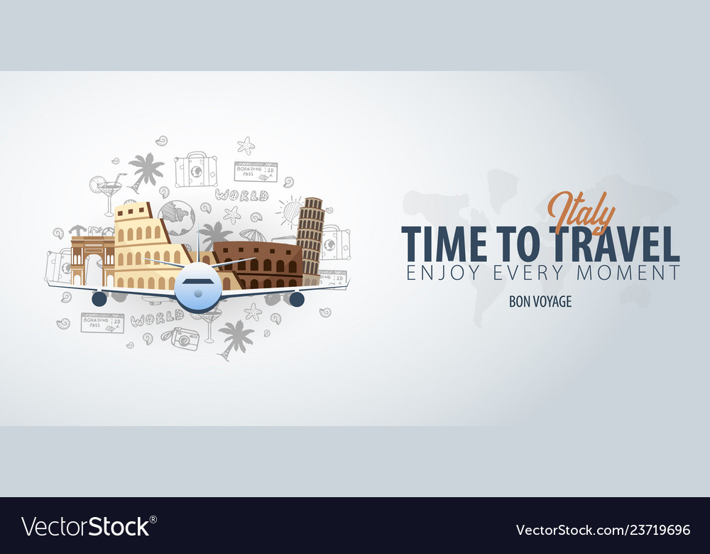 Travel To Italy Time To Travel Banner Royalty Free Vector
