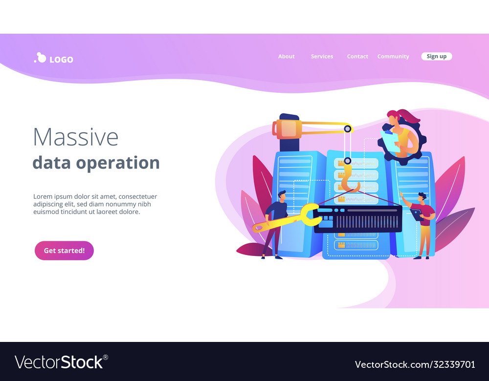 Big data engineering concept landing page vector image Big data engineering concept landing page
