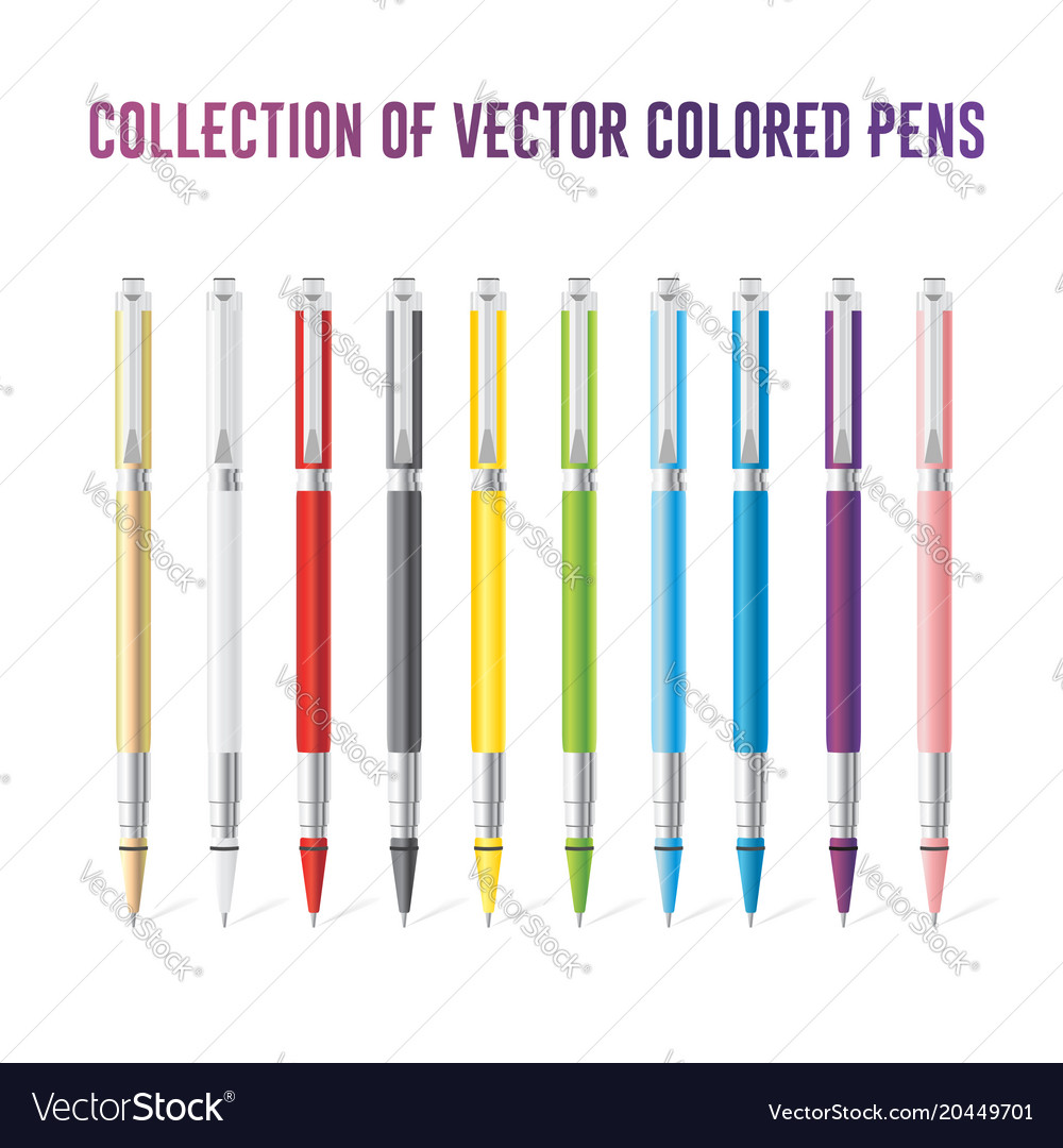 Collection of colored pens Royalty Free Vector Image