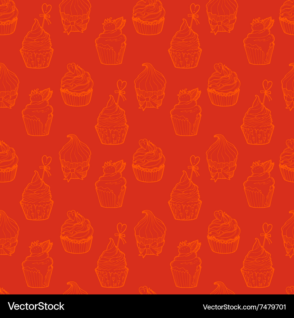 Cupcake seamless pattern Royalty Free Vector Image