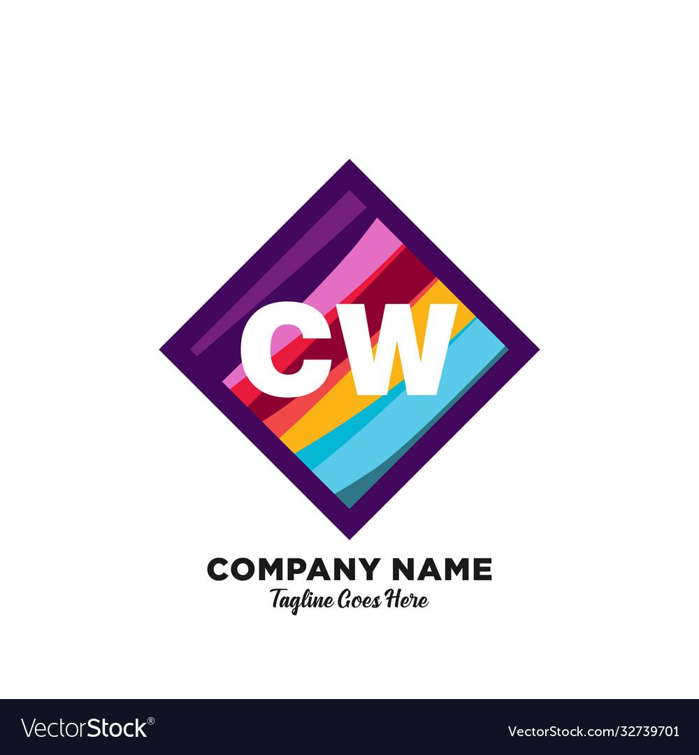 Cw initial logo with colorful template