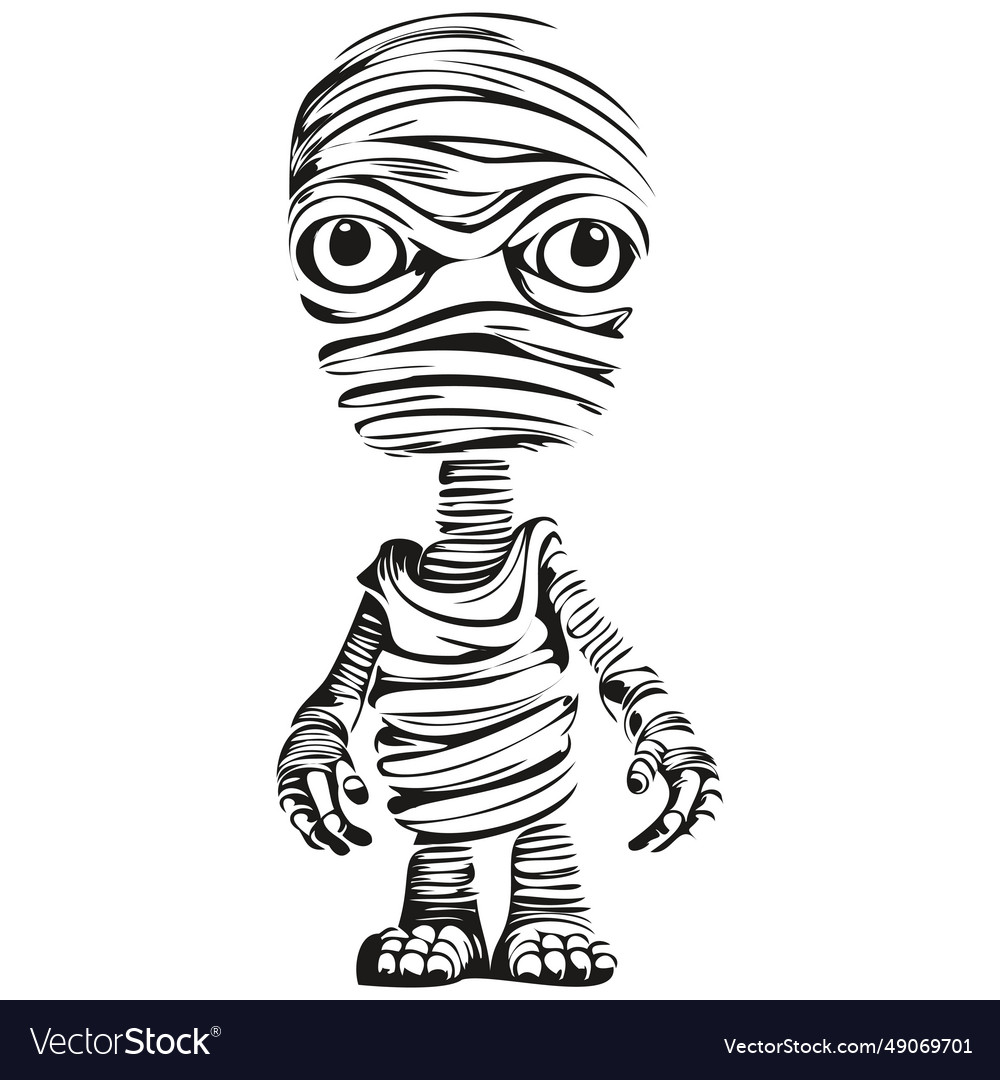 Eerie halloween mummy in monochrome Royalty Free Vector