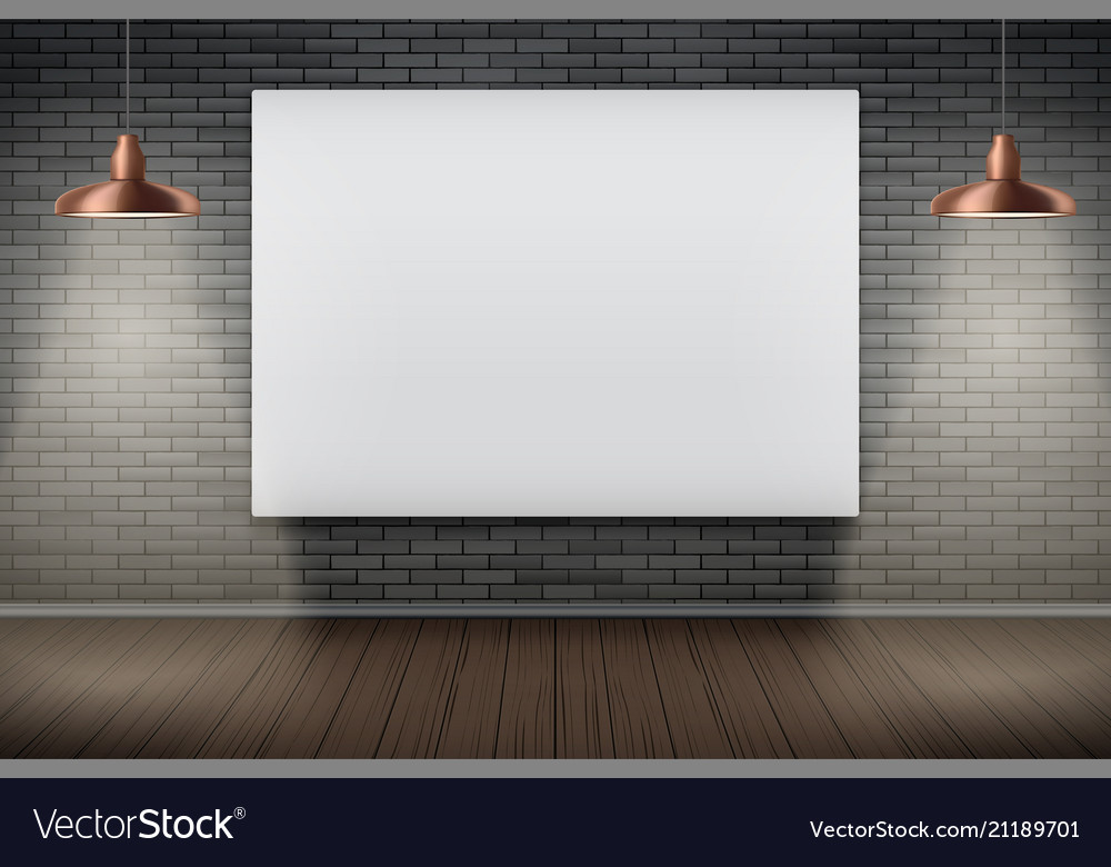 Empty mockup billboard on brick wall