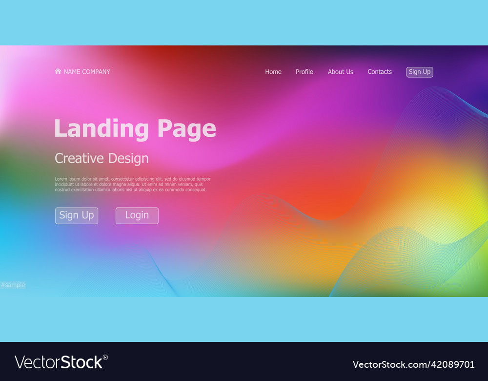 Gradient colorful web template landing page