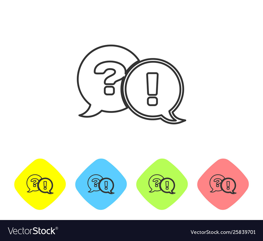 Grey line speech bubbles with question