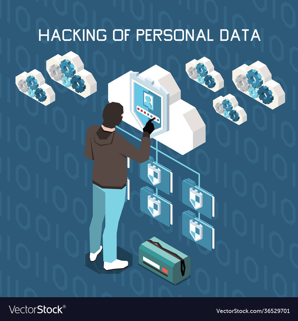 Hacking personal data composition Royalty Free Vector Image