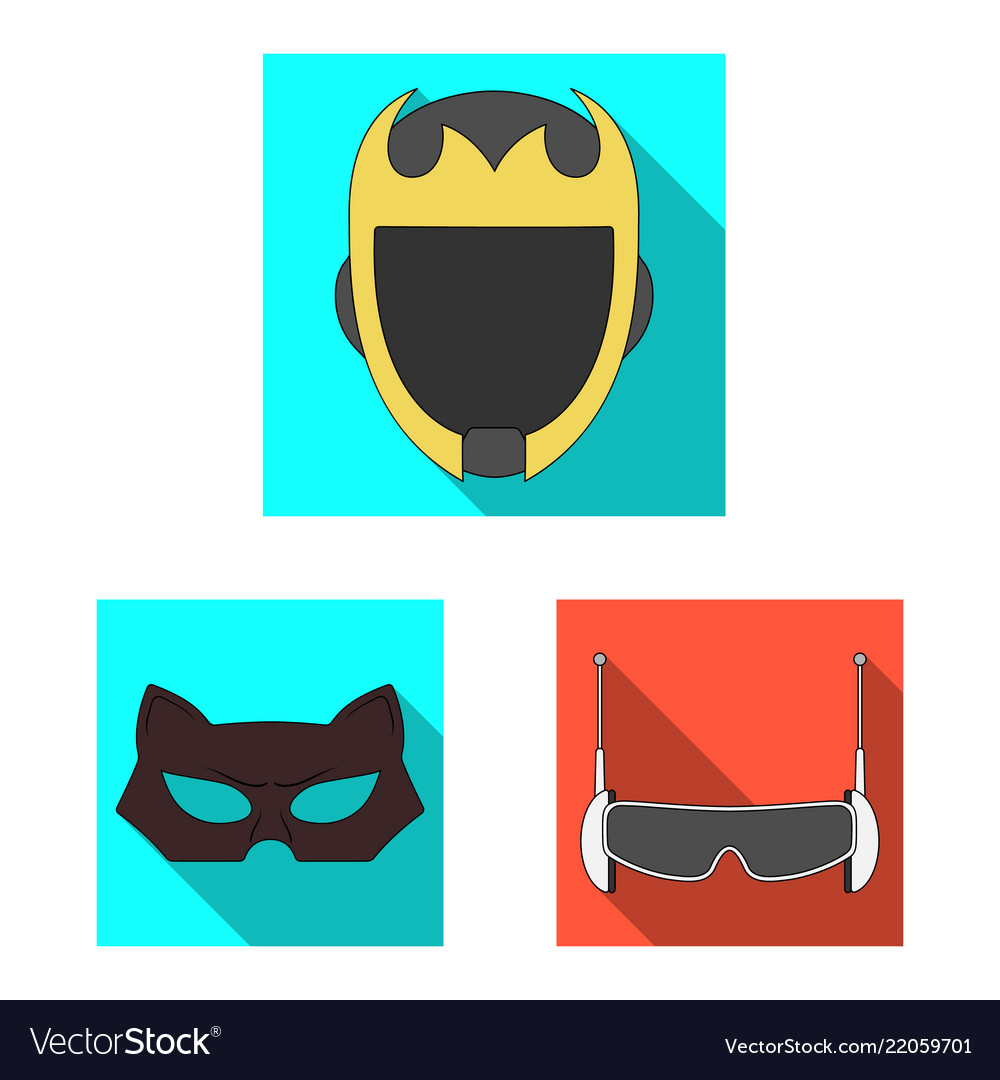 Isolated object of hero and mask symbol set
