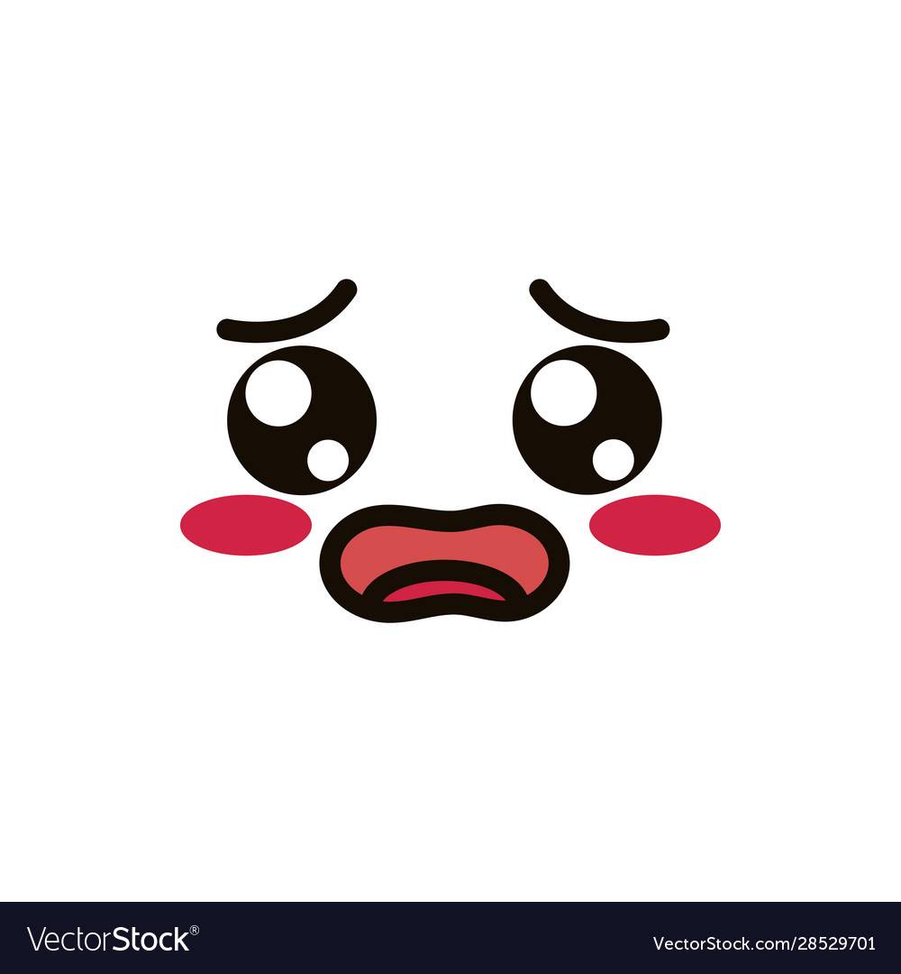 Isolated Kawaii Scared Face Cartoon Vector Design Stock Vector