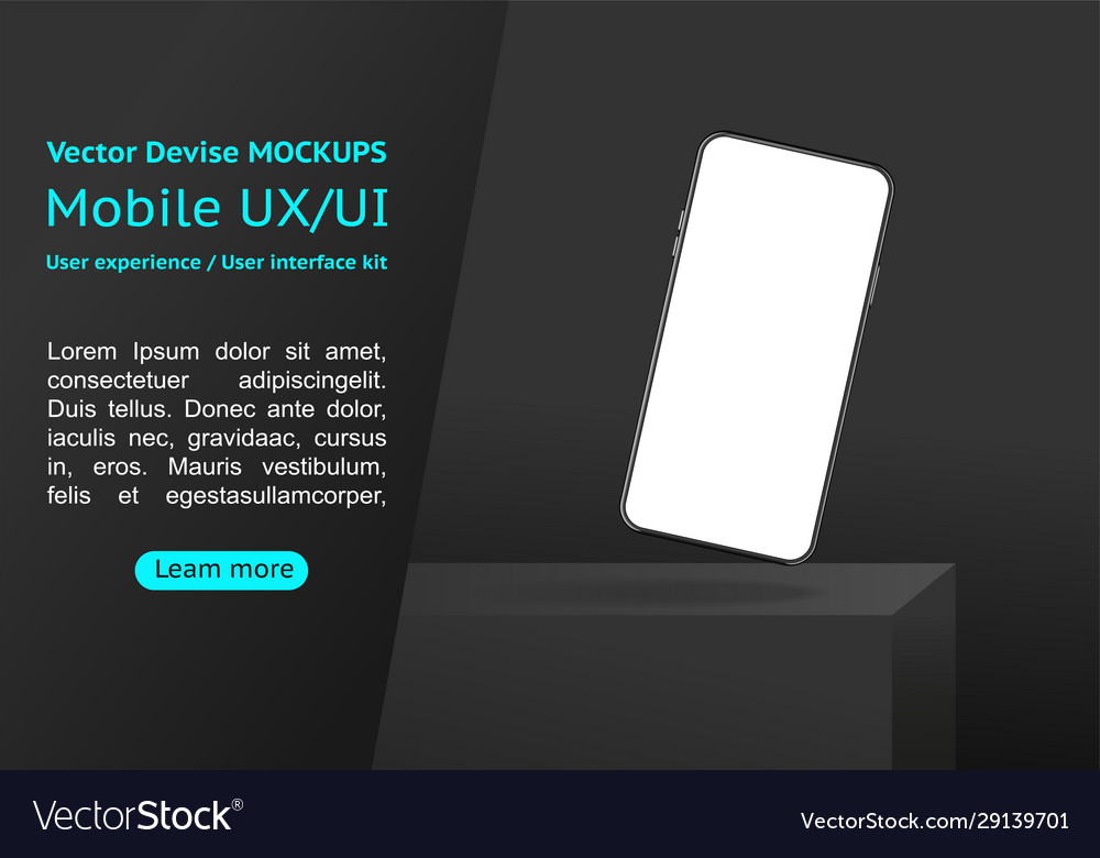 Realistic smartphone mockup with website elements