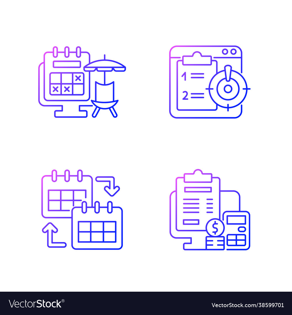 Remote work trackers gradient linear icons set vector image Remote work trackers gradient linear icons set