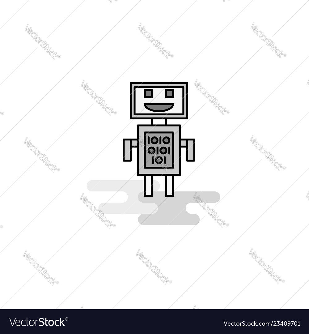 Robots web icon flat line filled gray vector image Robots web icon flat line filled gray
