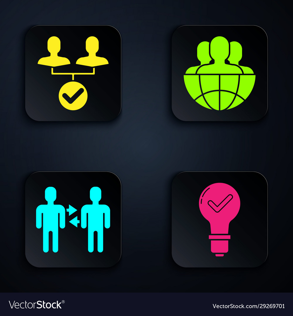 Set light bulb and check mark project team base