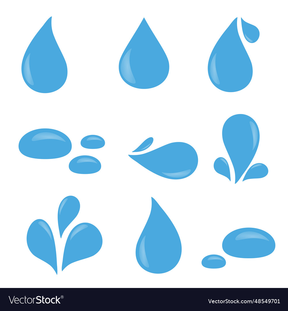 Set of blue water drop icon