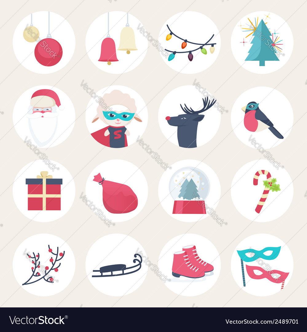 Set of colourful new year icons