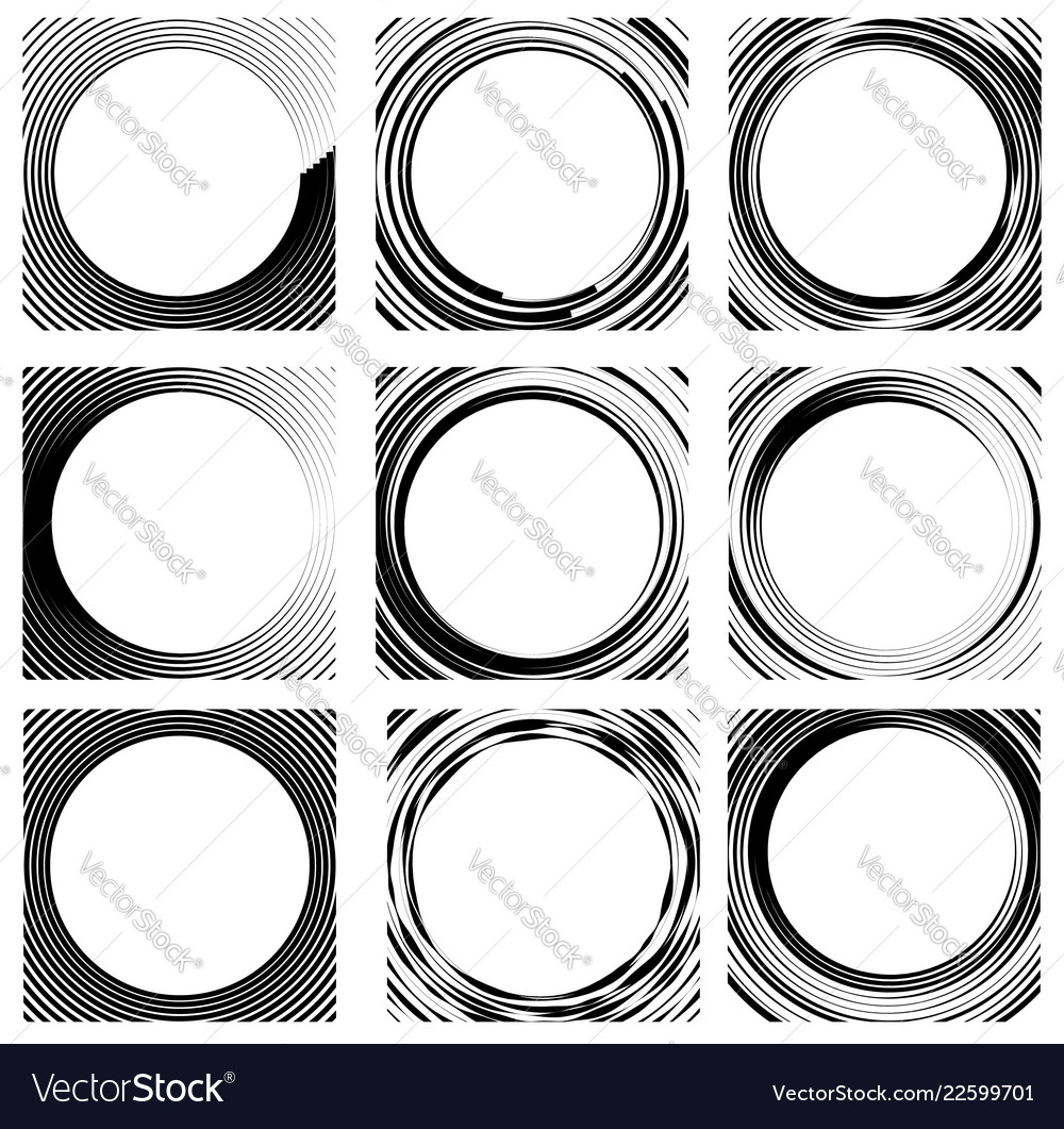 Set of random circle elements concentric circles