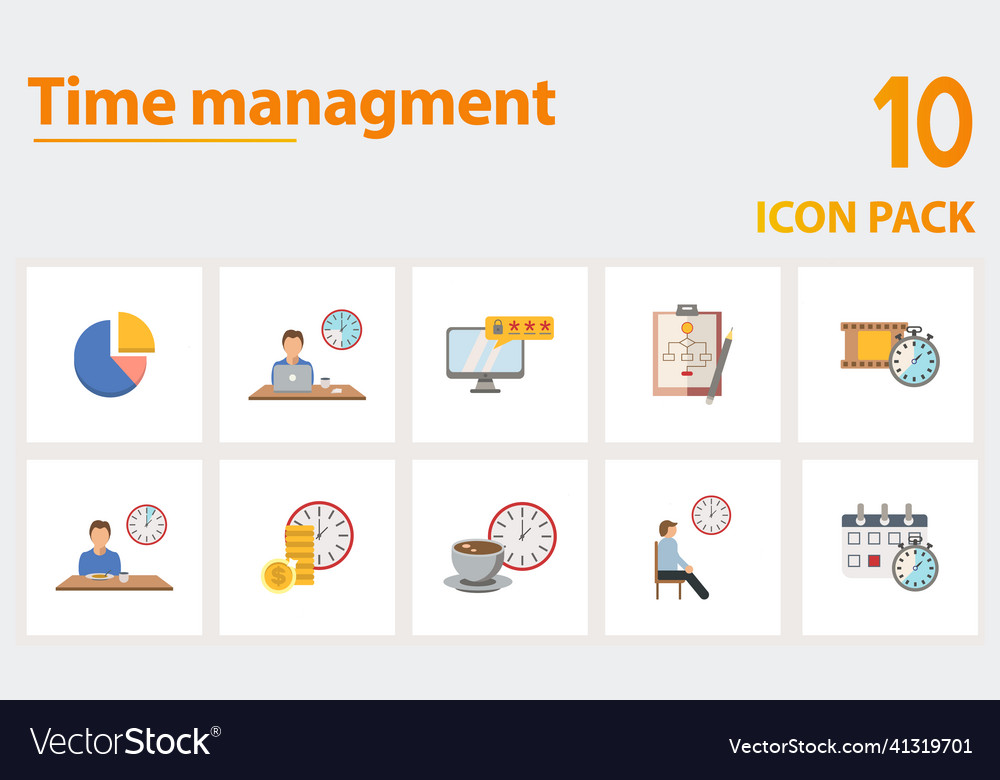 Time management icon set collection of simple