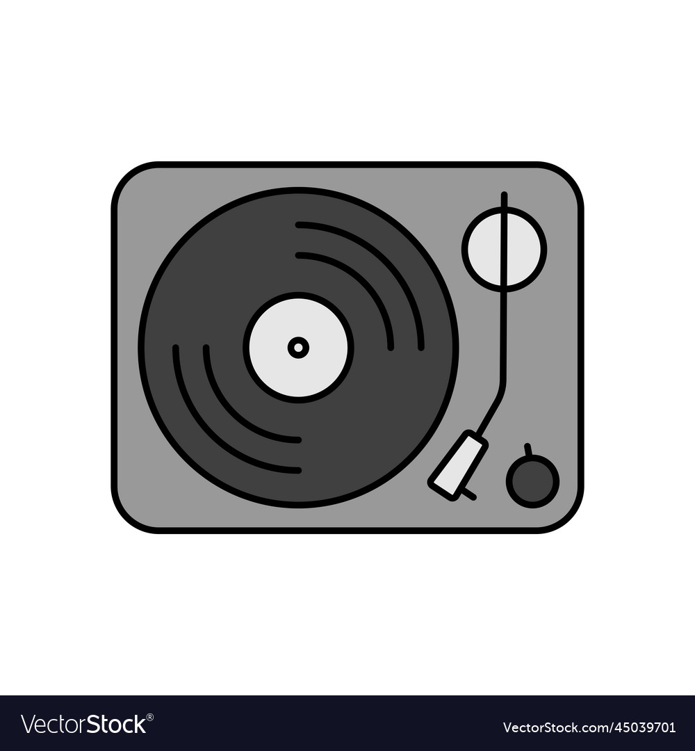 Vinyl record player grayscale icon Royalty Free Vector Image