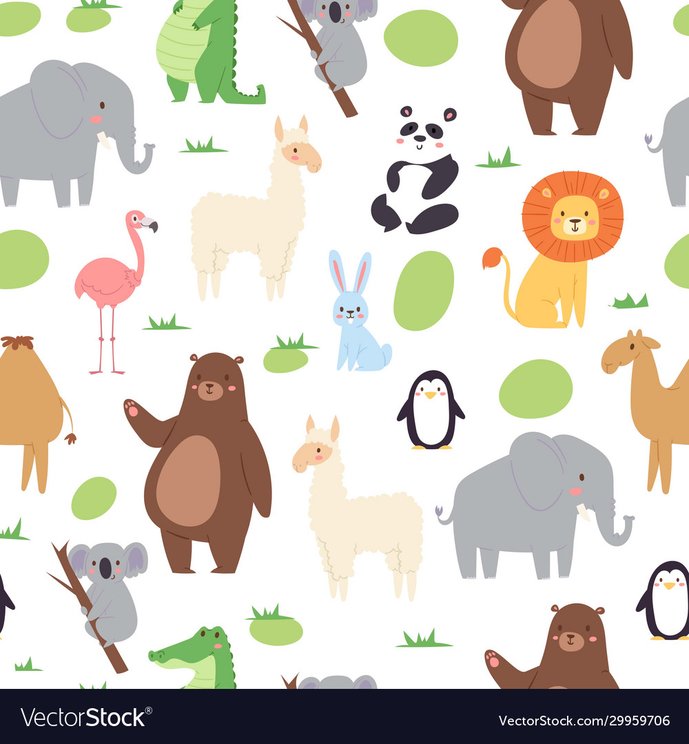 African jungle animals seamless pattern for cute vector image African jungle animals seamless pattern for cute