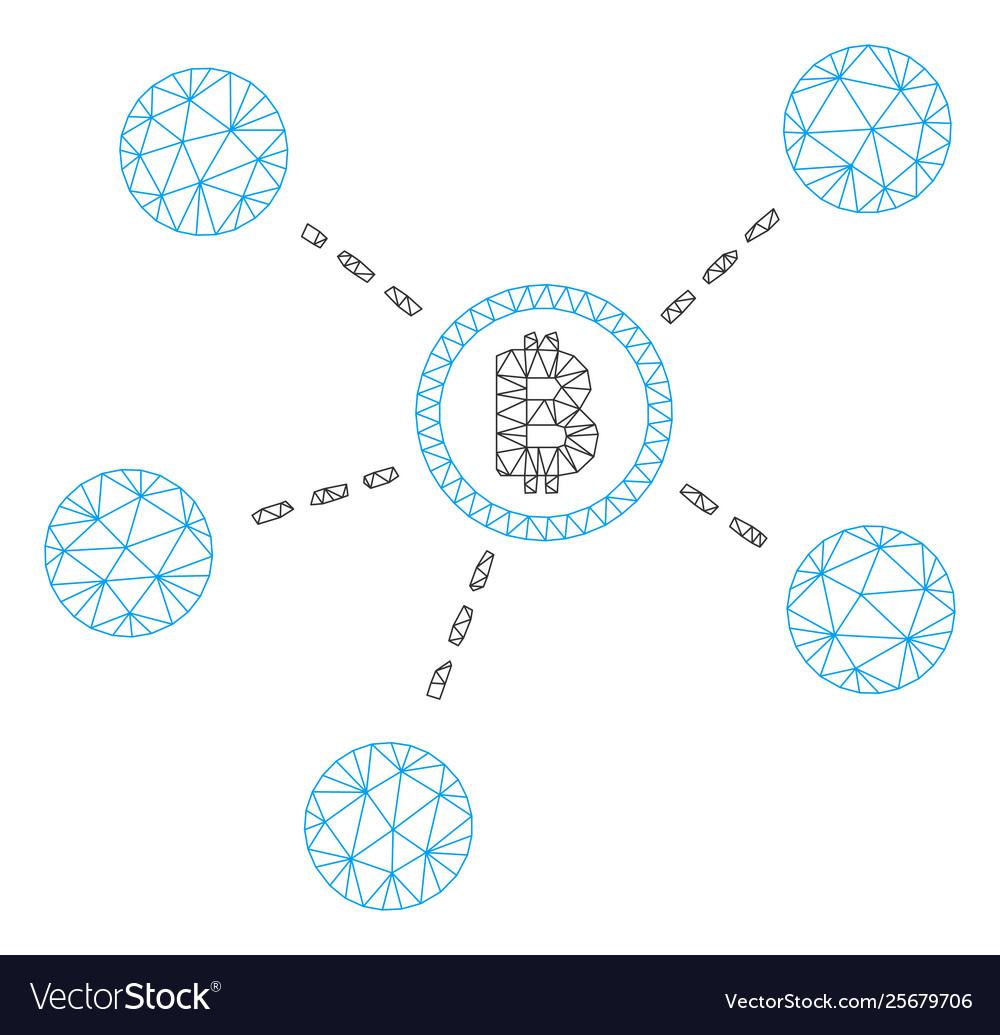 Bitcoin network mesh wire frame model vector image Bitcoin network mesh wire frame model