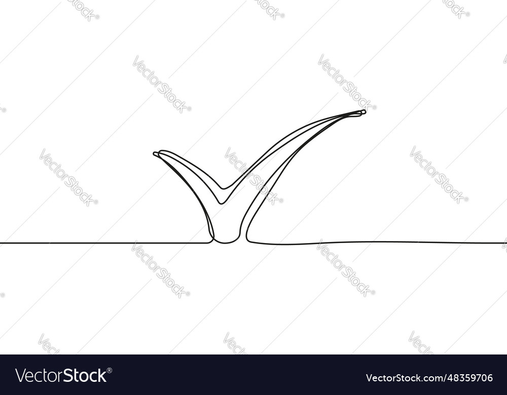Check mark continuous line marker cross
