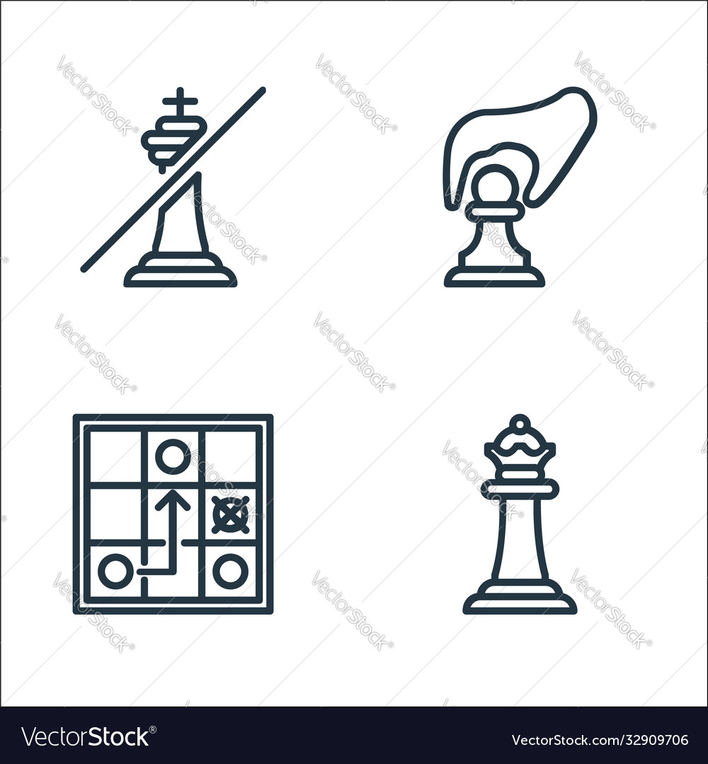 Chess game line icons linear set quality