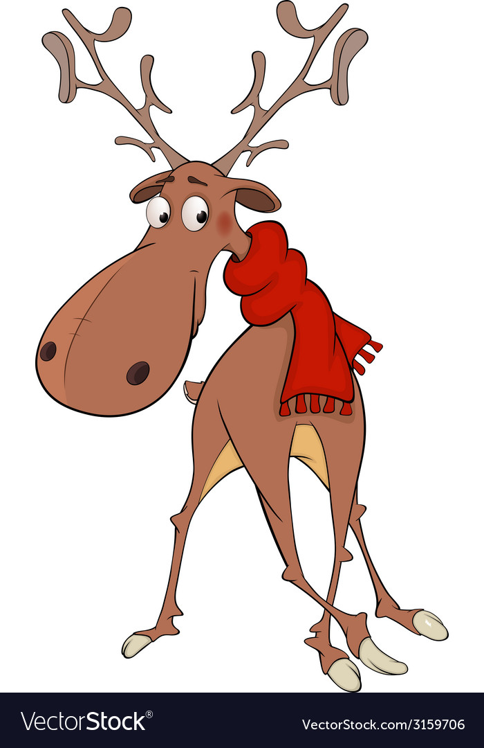 Christmas deer cartoon Royalty Free Vector Image