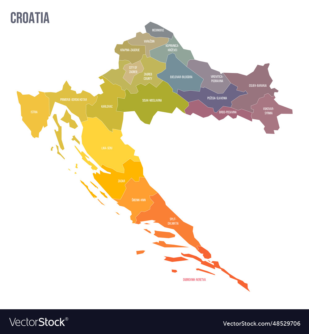 Croatia political map of administrative divisions Vector Image