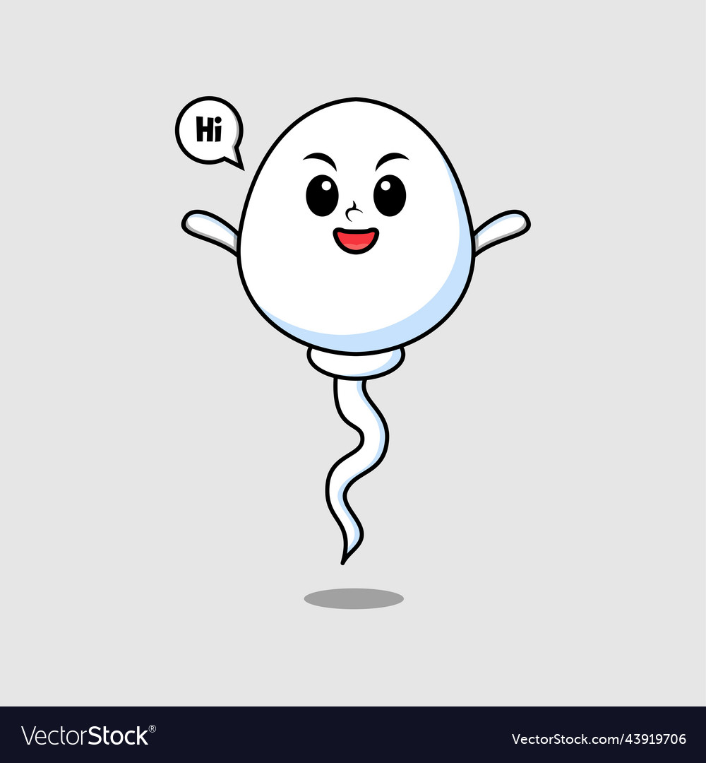 Cute Cartoon Sperm Character With Happy Expression