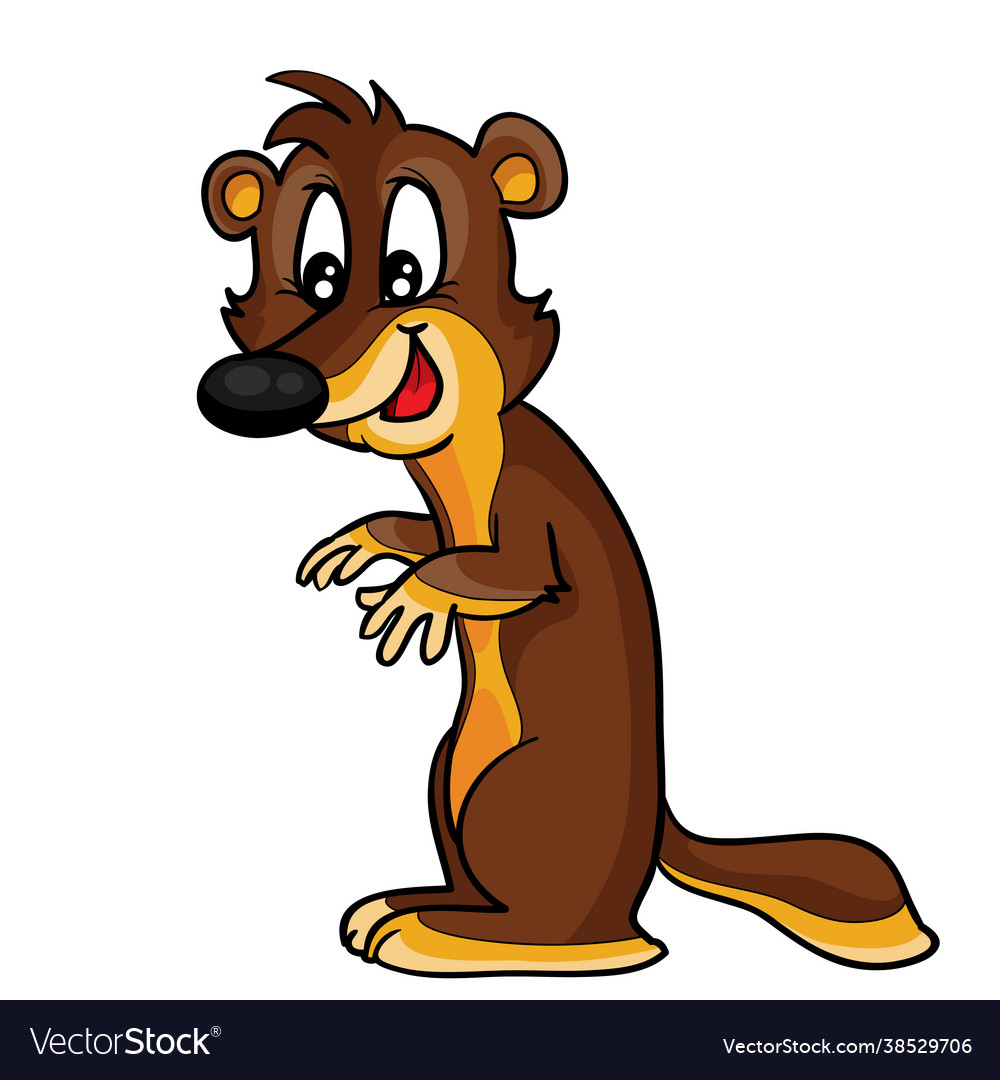 Cute ferret character in brown color cartoon Vector Image Cute ferret character in brown color cartoon Vector Image