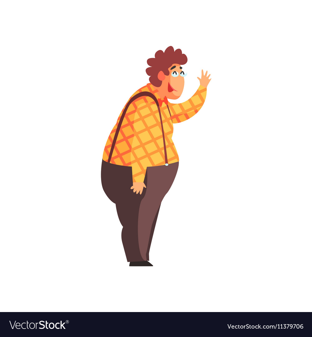 Flamboyant know-it-all guy character in checked