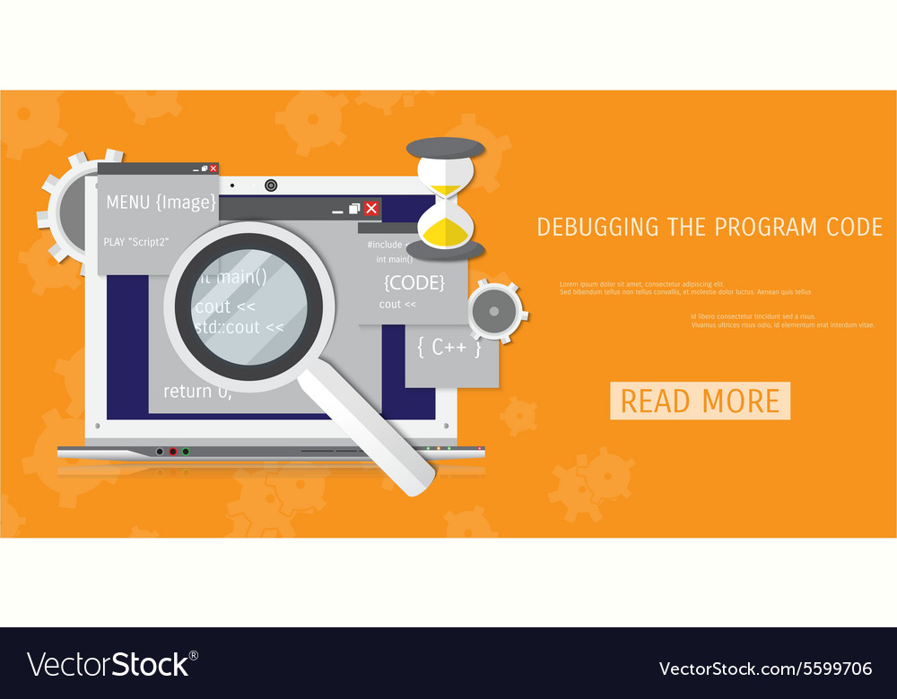 Flat concept programming and coding Royalty Free Vector
