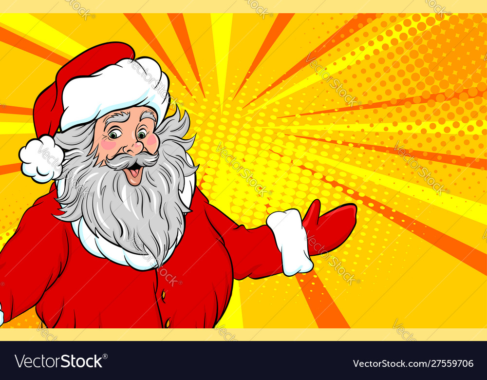 Funny old santa pop art style show place text