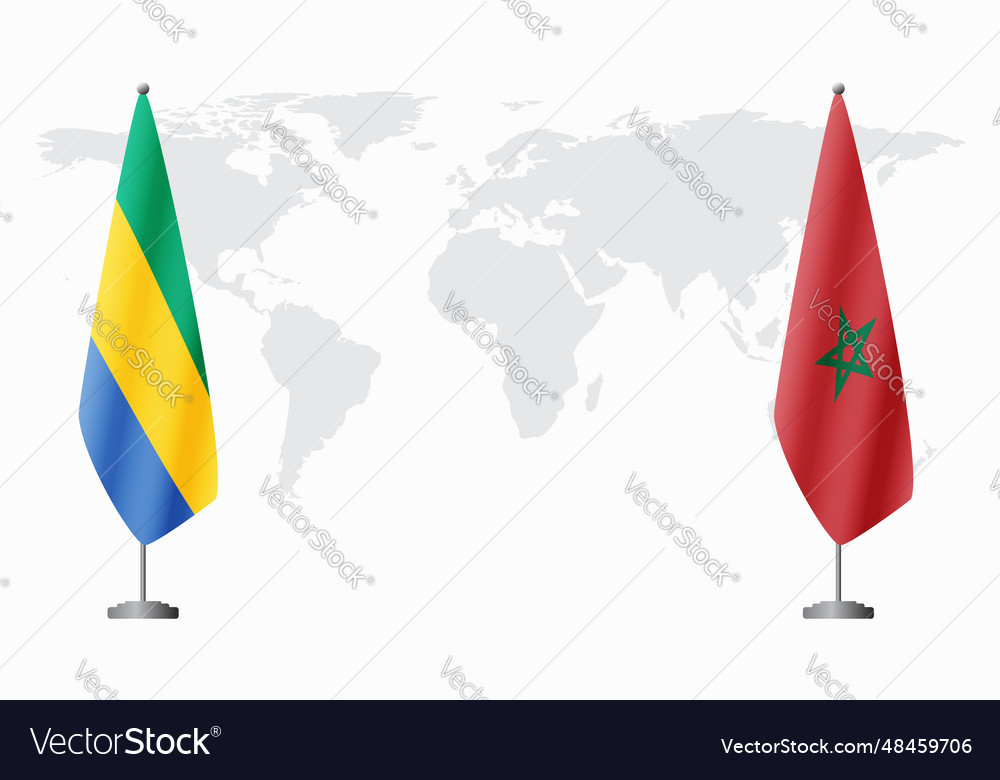 Gabon and morocco flags for official meeting vector image Gabon and morocco flags for official meeting