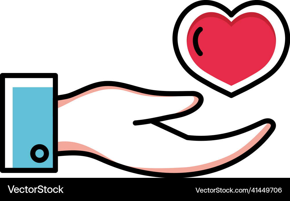 Hand lifting heart Royalty Free Vector Image - VectorStock