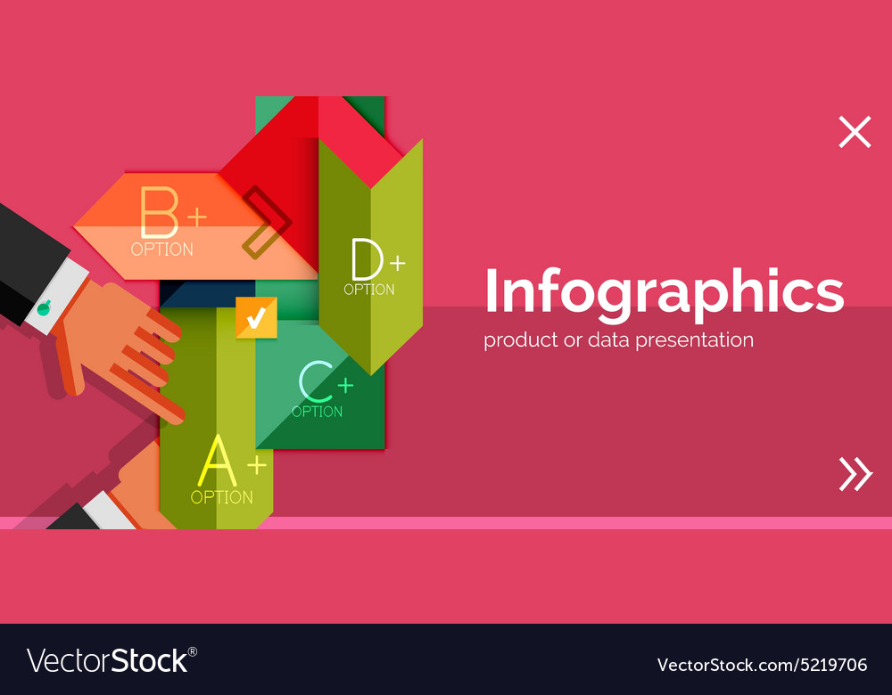 Infographic flat design banner with hands