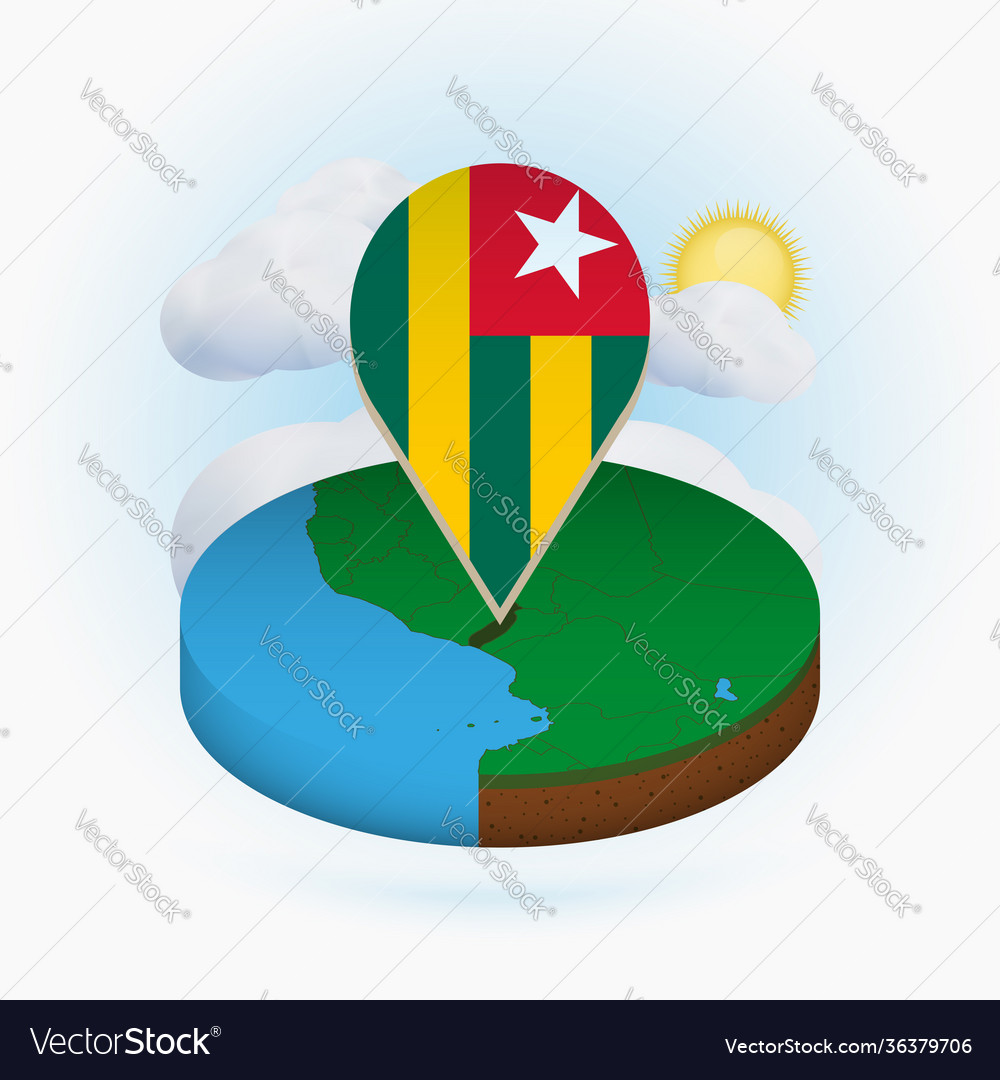 Isometric round map togo and point marker