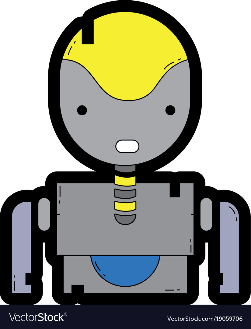 Line color technology robot face with chest design