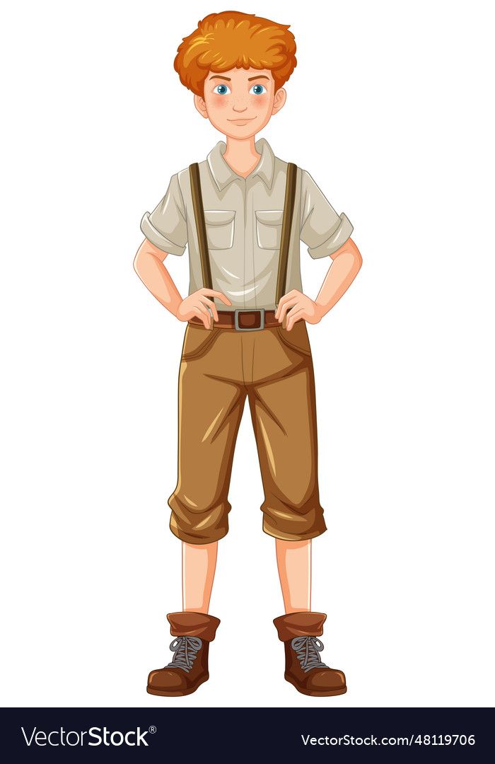 Man wearing suspenders outfit character