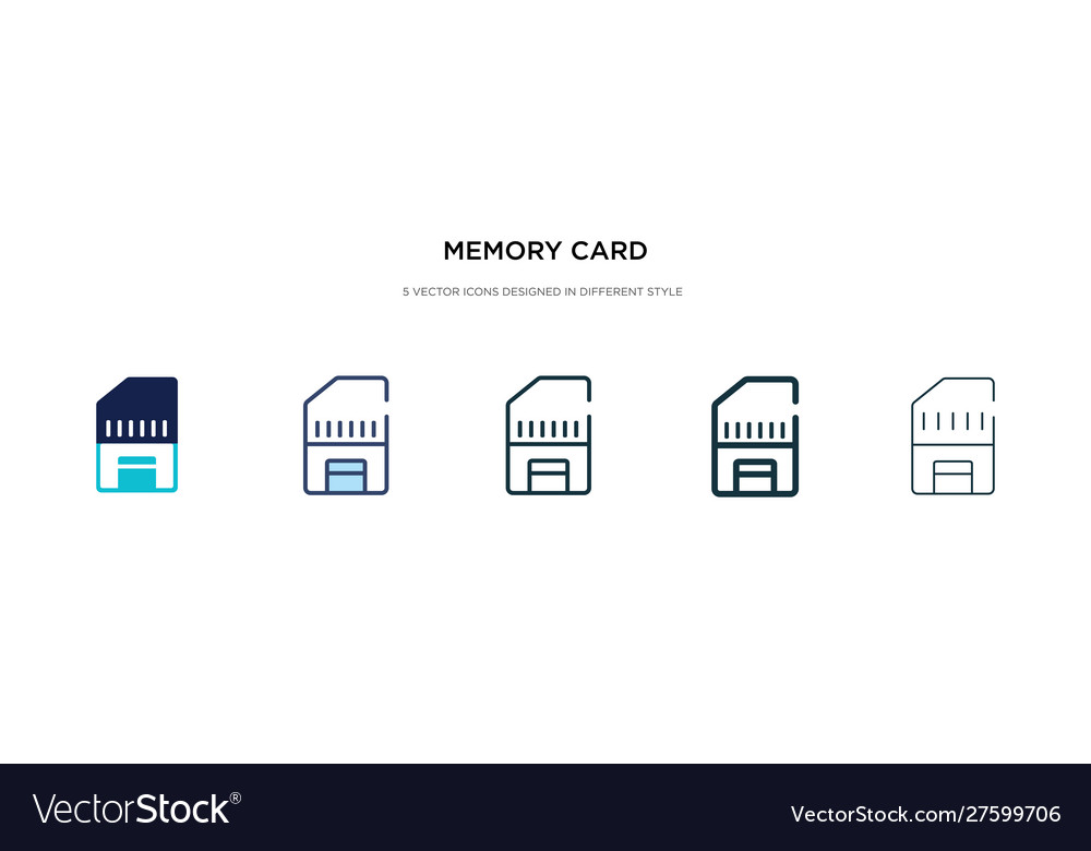 Memory card icon in different style two colored vector image Memory card icon in different style two colored