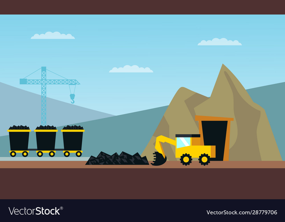 Mining industry flat composition with coal loading