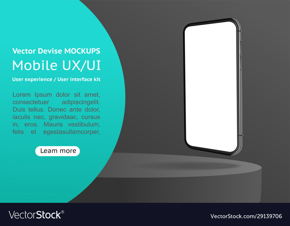 Realistic smartphone mockup with website elements