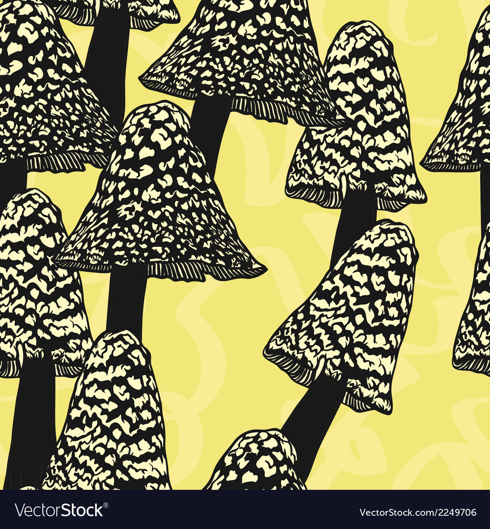 Seamless pattern with mushrooms