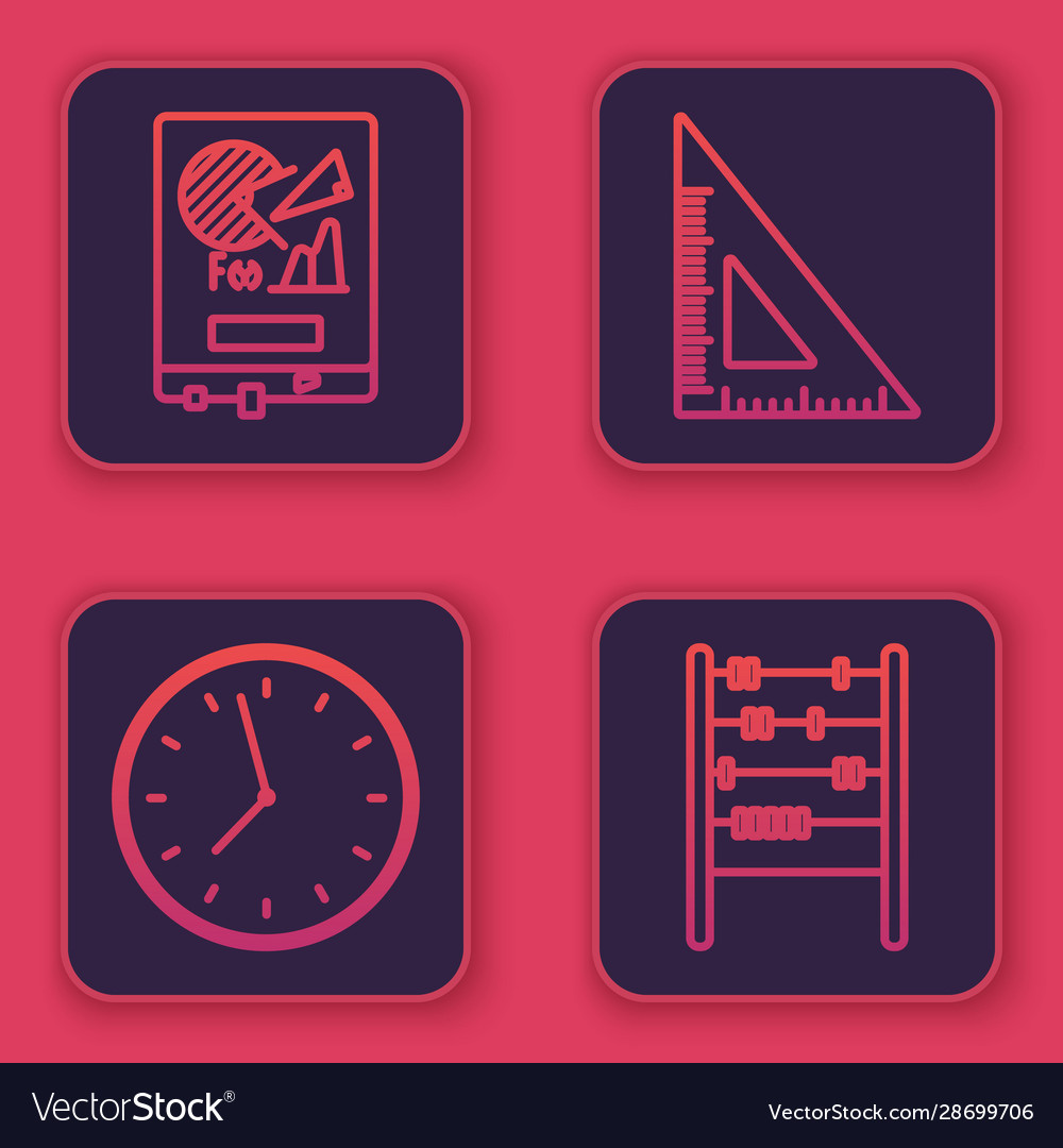 Set line board with graph chart clock triangular vector image Set line board with graph chart clock triangular