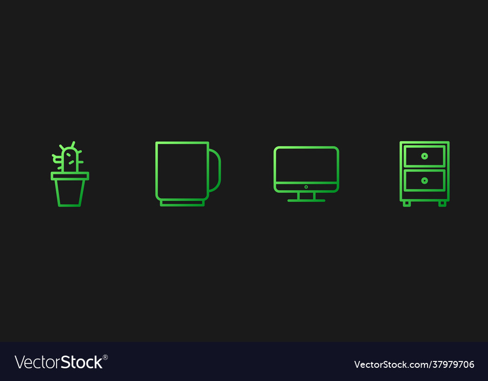 Set line computer monitor screen cactus vector image Set line computer monitor screen cactus