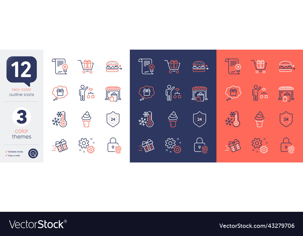 Set of work algorithm and present delivery line vector image Set of work algorithm and present delivery line
