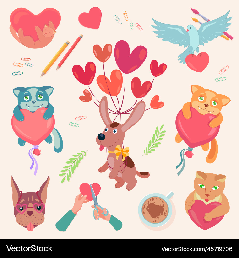 Valentines Day Elements Set Royalty Free Vector Image