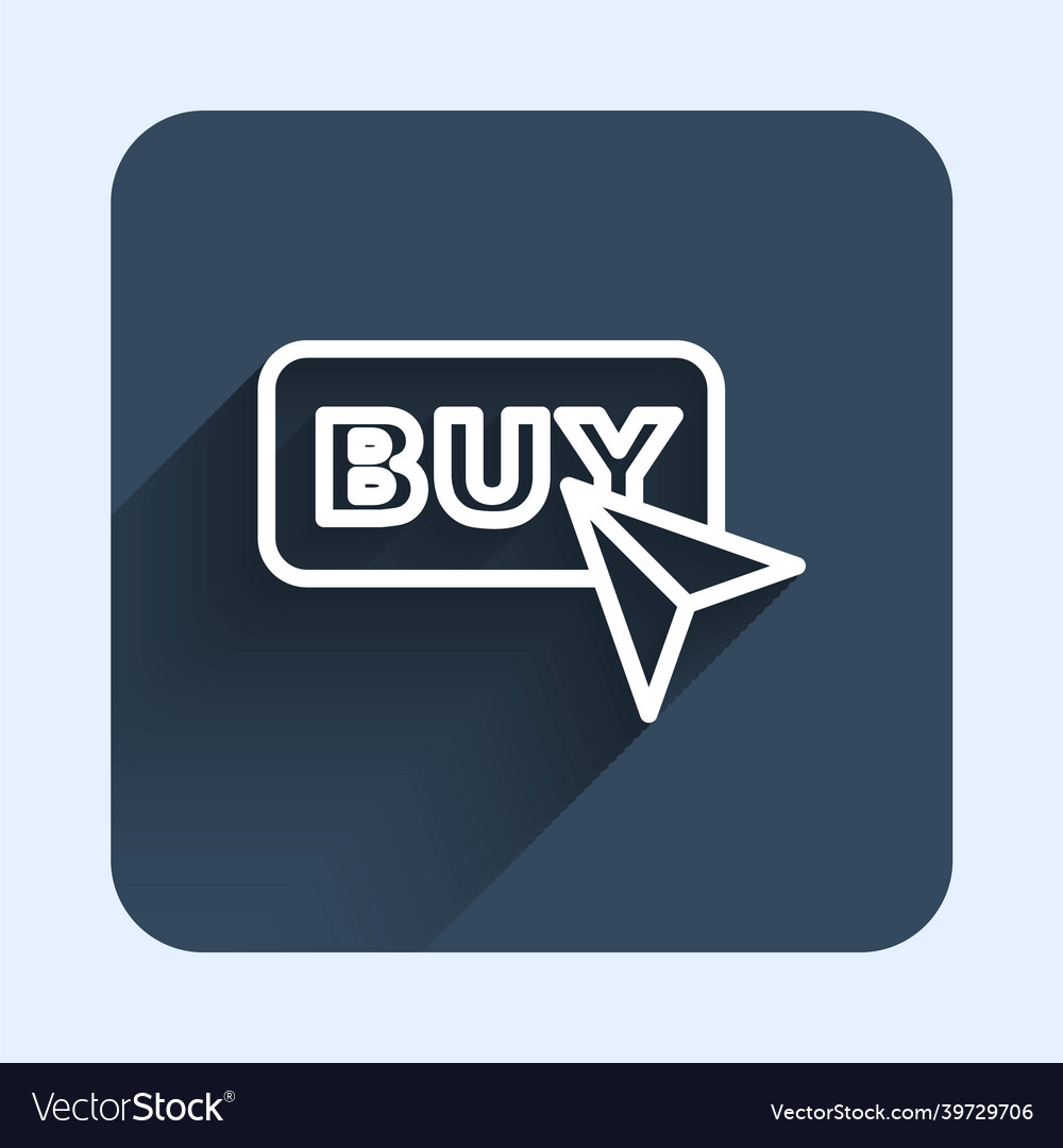 White line buy button icon isolated with long vector image White line buy button icon isolated with long